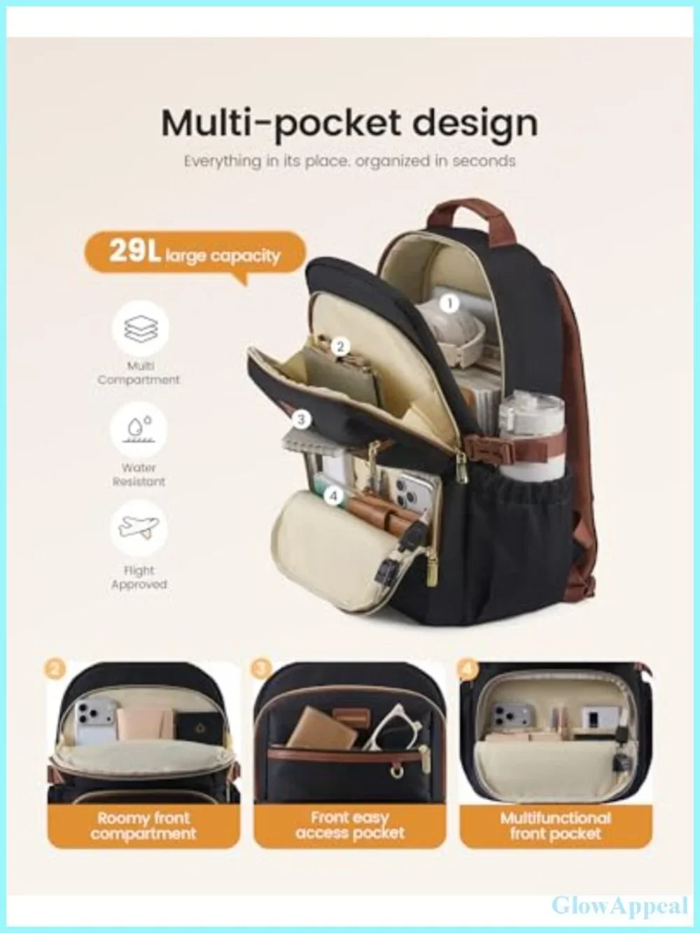 Laptop Backpack for Women with Padded Laptop Compartment,Water-Resistant Daypack